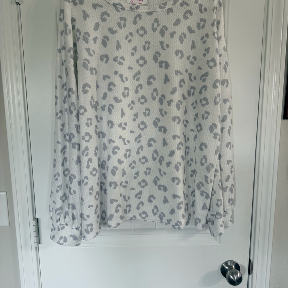 Gray Leopard Print Women's Blouse